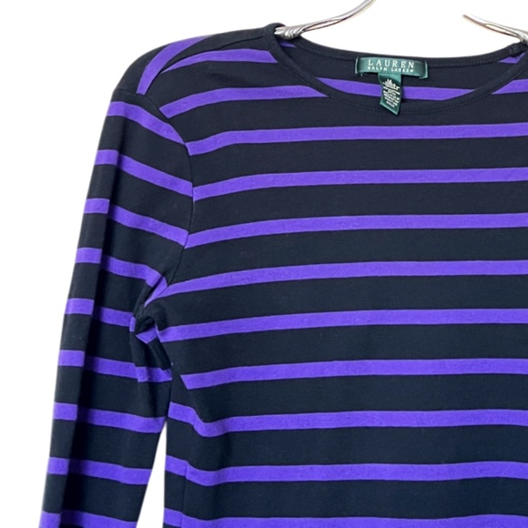 Lauren Ralph Lauren Purple and Black 3/4 Sleeve Shirt with Gold buttons - Picture 4 of 10